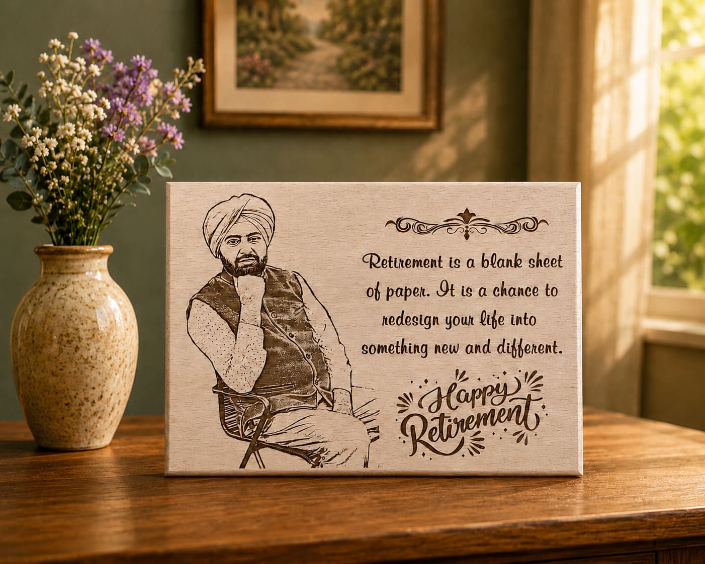 Elegant Wooden Retirement Photo Frame | Meaningful Farewell & Appreciation Gift
