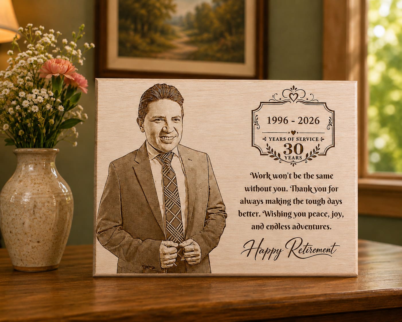 Personalized Retirement Wooden Frame | Years of Service Gift