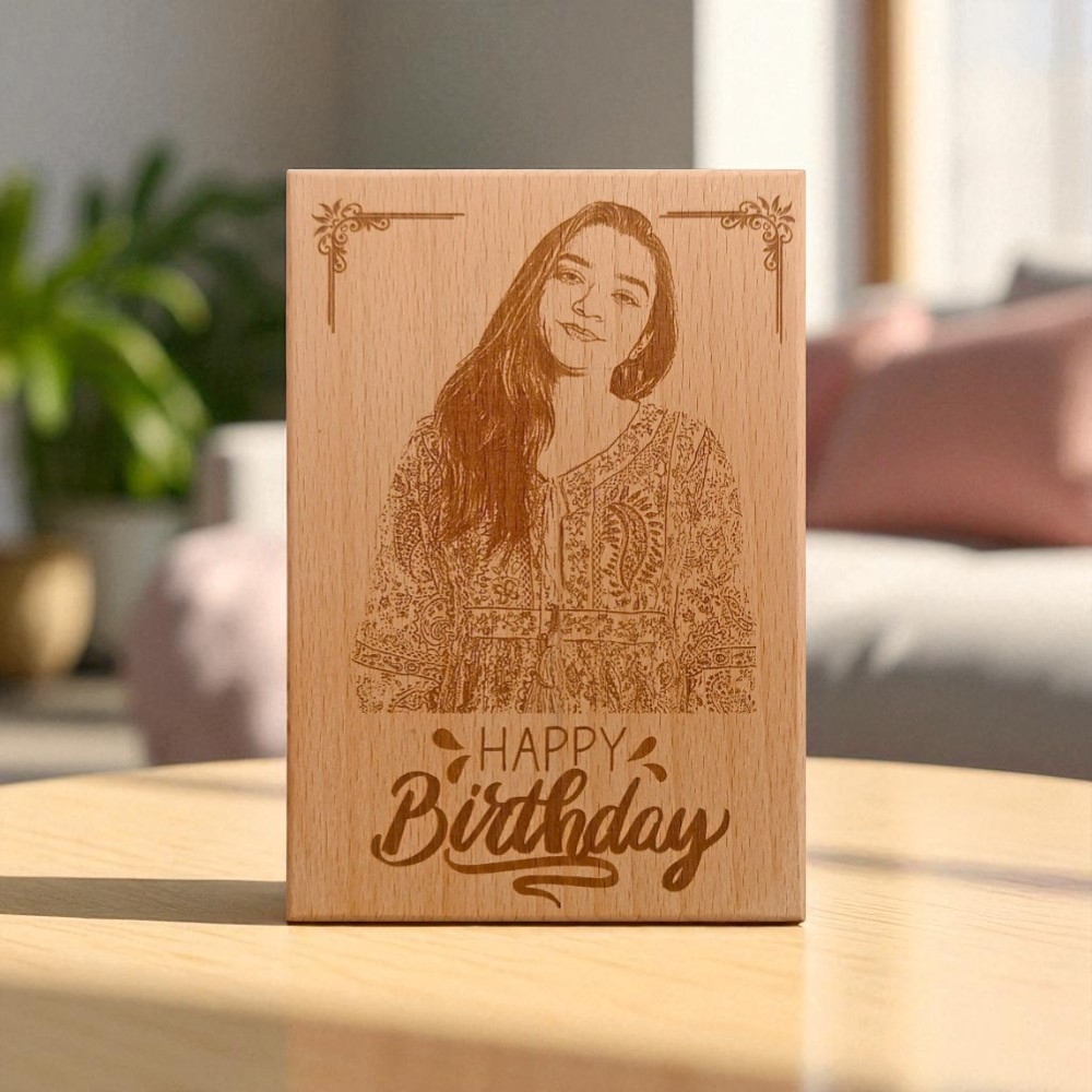 Personalized Engraved Wooden Photo Frame for Birthday