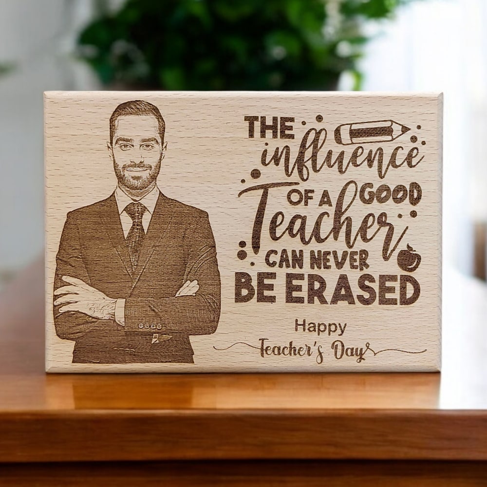 Teacher's Day Wooden Engraved Photo Gift, Size(7x5 Inch)