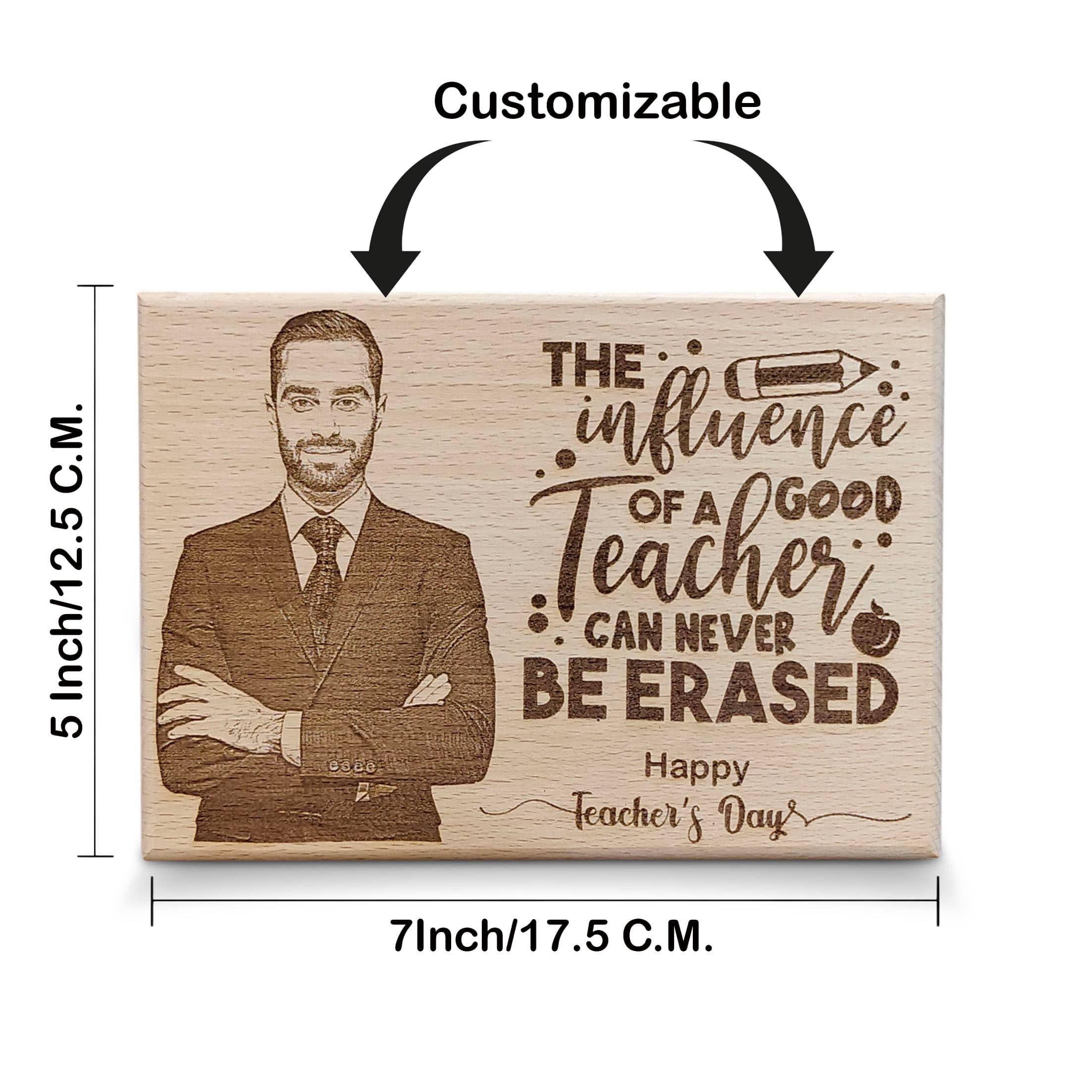 Teacher's Day Wooden Engraved Photo Gift, Size(7x5 Inch)