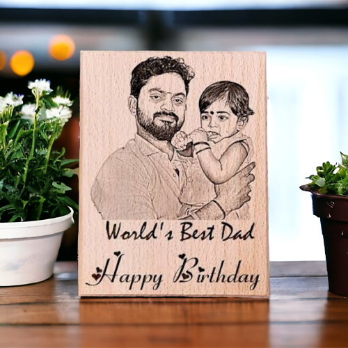 Personalized Wooden Engraved Photo Frame Gift For Father's Birthday Size(5×7 Inches)