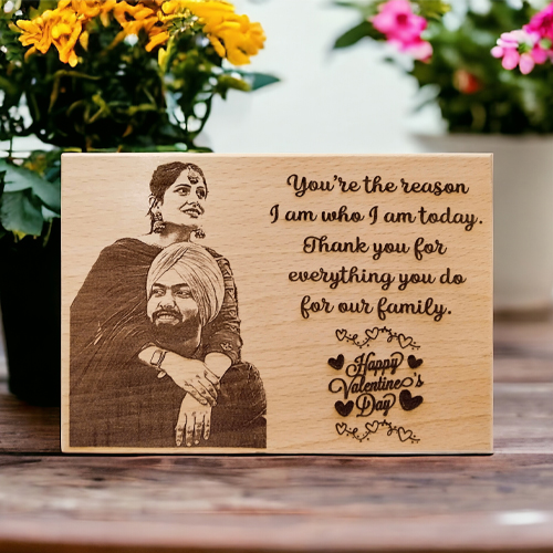 Personalized Wooden Engraved Photo Frame Customize Gift for Valentine Day Size(5×7 Inch)