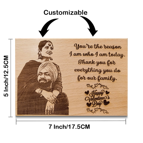 Personalized Wooden Engraved Photo Frame Customize Gift for Valentine Day Size(5×7 Inch)