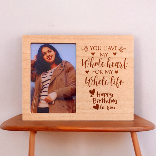 Personalized Wooden Engraved Photo Frame Customize Gift for Birthday Size(9×7 Inch)