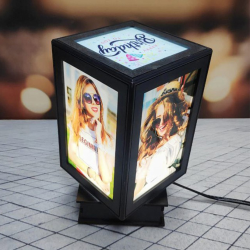 Personalized Led Revolving Photo Lamp with Five Customize Photo, Size (6x4 Inch)